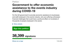 UK: oltre 38.000 firme per la petizione formale sul sito del Governo che chiede assistenza economica per l'industria degli eventi durante la pandemia di COVID-19
