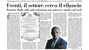 Eventi, il settore cerca il rilancio. La nuova campagna di #Italialive su ItaliaOggi che fa il punto con Salvatore Sagone