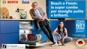 Bosch e Finish: al via la nuova campagna #LikeABosch per stoviglie pulite senza prelavaggio