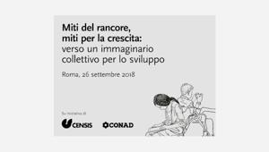 Conad e Censis presentano a Roma 'Miti del rancore, miti per la crescita, verso un immaginario collettivo per lo sviluppo'. Annuncio stampa di Aldo Biasi sui principali quotidiani