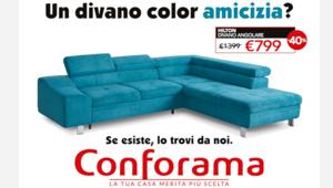 Cernuto Pizzigoni & Partners comunica il mese dei divani Conforama giocando coi colori