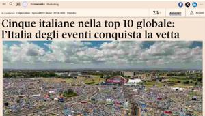 Il Sole 24 Ore: cinque italiane nella top 10 globale, l’Italia degli eventi conquista la vetta