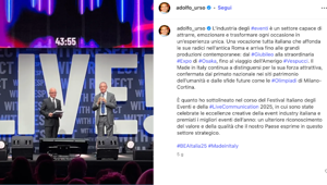 "L’industria degli eventi è capace di attrarre, emozionare e trasformare ogni occasione in un’esperienza unica". Così il Ministro Adolfo Urso sui social dopo il suo intervento sul palco del BEA Italia 2025