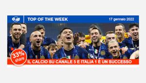 Quasi 8 milioni di spettatori, una share del 33% e del 44% sugli uomini per la Supercoppa Italiana tra Inter e Juventus su Canale 5