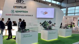 Melismelis firma lo stand di Cgt a Ecomondo, alla Fiera di Rimini dove è presente con i brand Caterpillar e Komptech
