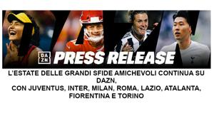 Le sfide amichevoli di Juventus, Inter, Milan, Roma, Lazio, Atalanta, Fiorentina e Torino su DAZN