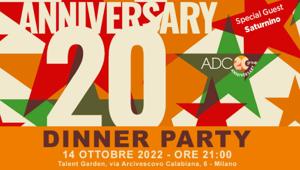 ADC Group festeggia 20 anni con un Dinner Party questa sera al Talent Garden Calabiana. Special guest Saturnino