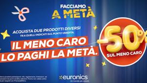 Euronics supporta la campagna promozionale "Facciamo a metà" con adv dedicato on air in tv, radio, digital e social