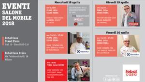 Febal Casa al FuoriSalone 2018 con i live cooking degli chef Ernst Knam, Roberto Verta, Daniele Paralovo e Bruno Barbieri