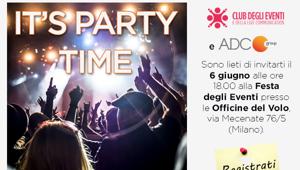 Tutto pronto per la Festa degli Eventi 2018: ADC Group e Club degli Eventi e della Live Communication ti invitano mercoledì 6 giugno per festeggiare insieme un anno di eventi alle Officine del Volo. Registrati e partecipa