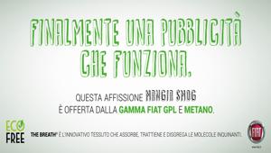 “Finalmente una pubblicità che funziona”: questo il claim della nuova campagna affissioni di Fiat che sceglie il tessuto anti smog The Breath di Urban Vision