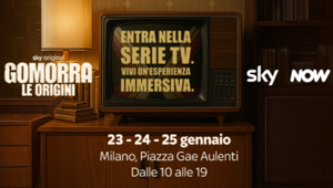 In occasione del lancio di Gomorra – Le Origini, Sky e NOW portano in Piazza Gae Aulenti a Milano un gigantesco televisore a tubo catodico