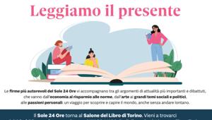 Il Gruppo 24 Ore torna al Salone del Libro di Torino. Presentazioni di libri, incontri con gli autori,  l’inserto culturale Domenica che celebra i suoi 40 anni e i conduttori di Radio 24 in diretta dal Lingotto