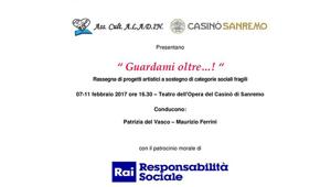 'Guardami Oltre', dal 7 all'11 febbraio la terza edizione di Sanremo per il sociale