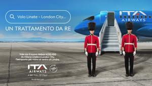 VML racconta la tratta ITA Airways Linate-London City con una campagna dai toni regali e una Domination a Milano Cadorna