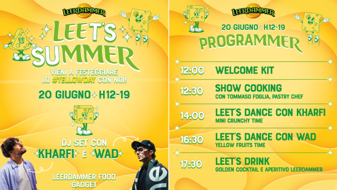 Leerdammer protagonista a Milano con l'evento “Leet’s Summer” di H48. Bardon: "Dalla tv all'experience live, così raccontiamo l'irresistibilità del brand. Budget in linea, con focus su digital, social e creator per parlare a Millennial e Gen Z"