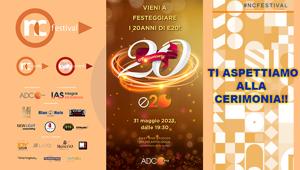 Doppio appuntamento oggi al Festival degli NC Awards: vieni alla Cerimonia e scopri tutti i vincitori. Festeggia i 20 anni della rivista e20 al grande party agli East End Studios-Spazio Antologico