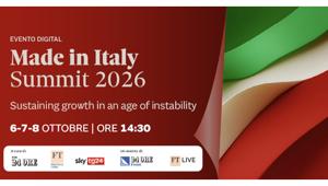 Il Sole 24 Ore, Financial Times e Sky TG24 insieme per la 7° edizione del Made in Italy Summit dal 6 all'8 ottobre. Crescita, competitività ed export al centro dell’edizione 2026 Il Sole 24 Ore, Financial Times e Sky TG24 insieme per la 7° edizione del Made in Italy Summit dal 6 all'8 ottobre. Crescita, competitività ed export al centro dell’edizione 2026