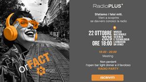 RadioPLUS+ 2026: FCP-Assoradio sfata i falsi miti sulla radio con i dati. Il 22 ottobre a Milano RadioPLUS+ 2026: FCP-Assoradio sfata i falsi miti sulla radio con i dati. Il 22 ottobre a Milano