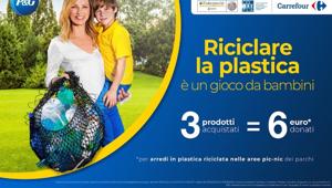 Al via "Riciclare la plastica è un gioco da bambini”, la campagna realizzata nei punti vendita Carrefour Italia da Corepla, Procter & Gamble e Federparchi per la difesa dell’ambiente