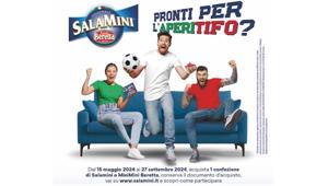 Fratelli Beretta lancia il concorso “Aperi-Tifo” e torna on air con il jingle "Sa Sa Salamini". In palio ogni settimana tre Nintendo Switch con 1 videogame