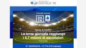 Serie A Dazn: la terza giornata di campionato sfiora i 5,8 milioni di ascoltatori