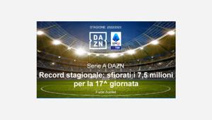 Serie A DAZN 2022/2023. Record Stagionale: sfiorati i 7,5 milioni per la 17esima giornata