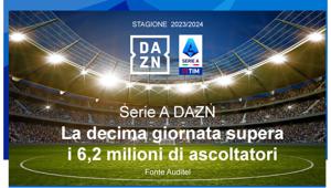 DAZN Serie A. La decima giornata supera i 6,2 milioni di ascoltatori
