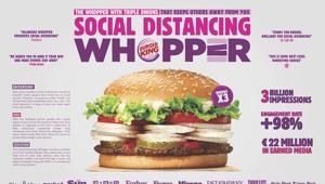 ADCI AWARDS 2020. Il Grand Prix a Wunderman Thompson per la campagna Burger King 'Social Distancing Whopper '