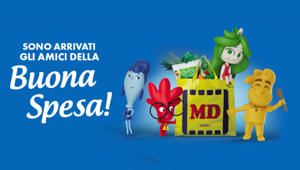 casiraghi greco& firma il nuovo spot TV di MD che introduce i nuovi character cartoon “Amici della Buona Spesa". Pianificazione a cura di Si.Com