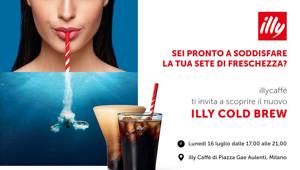 Illycaffè trasforma la fontana di piazza Gae Aulenti, a Milano, in un bicchiere di caffè per il lancio del nuovo Cold Brew