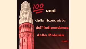 La Torre di Pisa illuminata con i colori della bandiera polacca