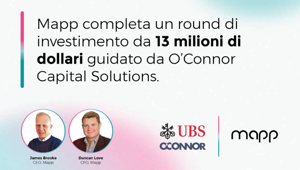 Mapp completa un round d’investimento da 13 milioni di dollari guidato da O’Connor Capital Solutions