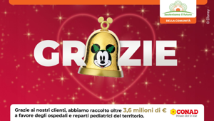 Conad raccoglie oltre 3,6 milioni di euro a favore di 27 ospedali pediatrici italiani grazie all'iniziativa natalizia "Facciamo sentire il nostro amore" Conad raccoglie oltre 3,6 milioni di euro a favore di 27 ospedali pediatrici italiani grazie all'iniziativa natalizia "Facciamo sentire il nostro amore"