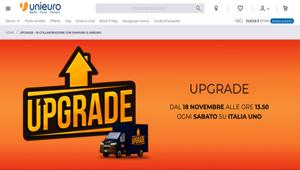 Su Italia Uno 'Upgrade', game show che consente di rinnovare l'elettronica di casa grazie alla collaborazione tra Publitalia Branded Entertainment, RTI,  RTI, Unieuro e Samsung
