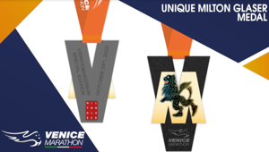 La nuova grafica della Venicemarathon, ultima creazione di Milton Glaser